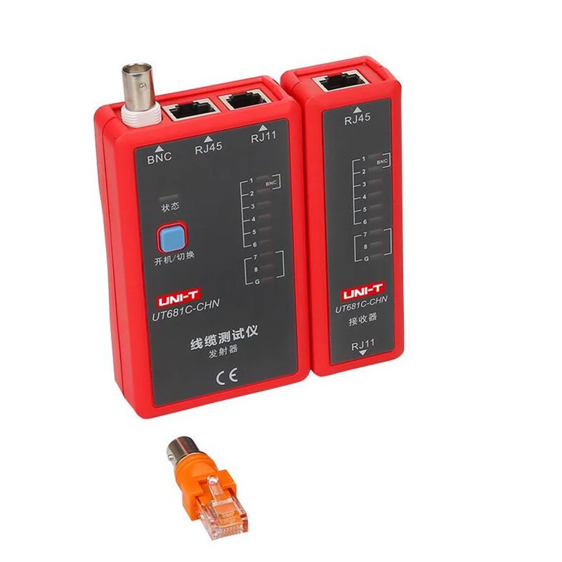 

UNI-T UT681C Cable Tester Network Cable / Telephone Line Dual-use Tester LED Status Display RJ45 RJ11 BNC Line Detector