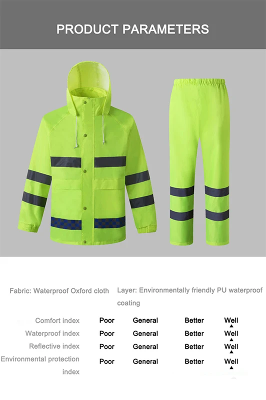 Reflective Raincoat Construction Security Fluorescent Waterproof Jacket Sanitation Security Patrol Split Suit Outdoor Sport Bike