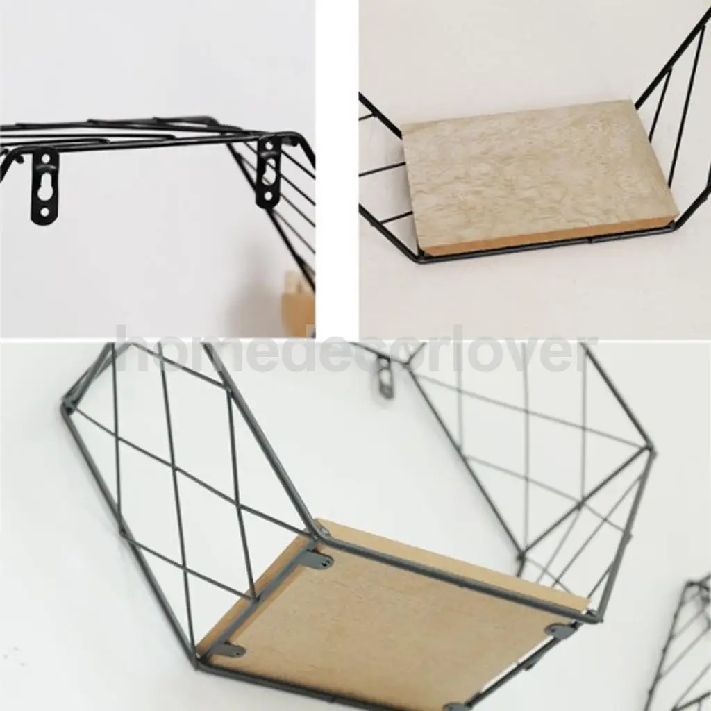 Wall Hexagon Shelf Float Holder Rack Storage Organizer Display Planter Pot Window Box Planter Container Case 8-10inch