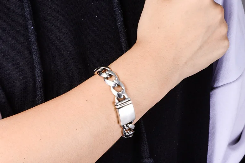 Настоящий sS925 твердый серебряный глянцевый тканый простой стиль мужской браслет Модный тонкий тайский серебряный браслет