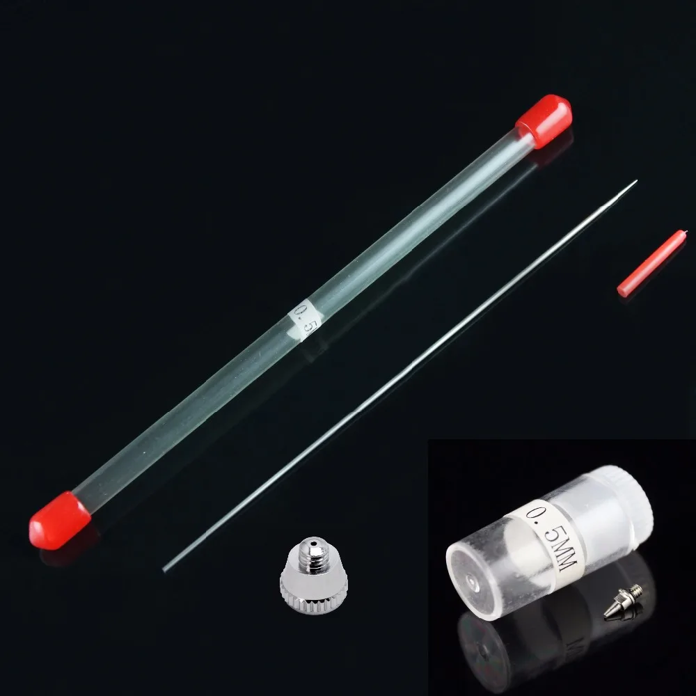 Tanie OPHIR Airbrushing pistolet powietrza wymiana szczotki dyszy igły zaślepka dyszy 0.2mm, 0.3mm, 0.5mm _ AC096 + AC097 + AC098