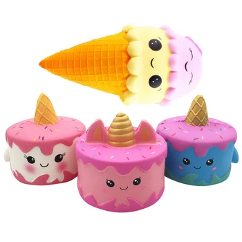 

10cm 75g Jumbo Squishy Colorful Face Ice Cream Cone Slow Rising Soft Squishes Cream Scented Fine Kid Accompany Gift