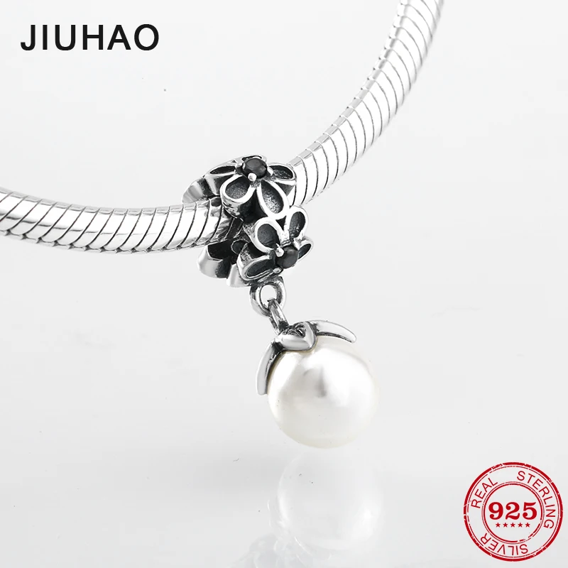 

2018 Fashion 925 Sterling Silver Shell Pearl flowers Fine Pendants Fit Original Pandora Charm Bracelet Jewelry making