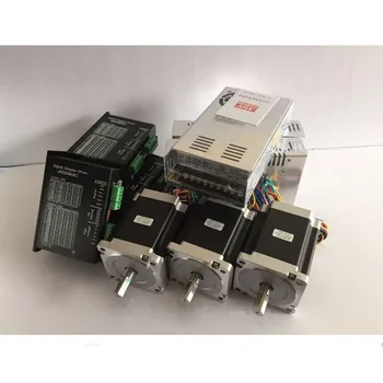 

3pcs Nema34 Stepper Motor 86HS115-6004 1232oz-in 8.7N.m 6A 14mm shaft + 3pcs motor driver + 3pcs Power Supply CNC Engraver