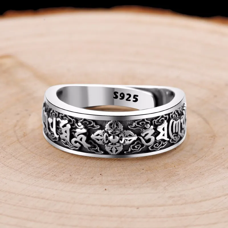 ZABRA 925 Sterling Silver Religion Adjustable Ring Jewelry Trendy Biker For Women Men Lovers Anniversary Birthday Wedding