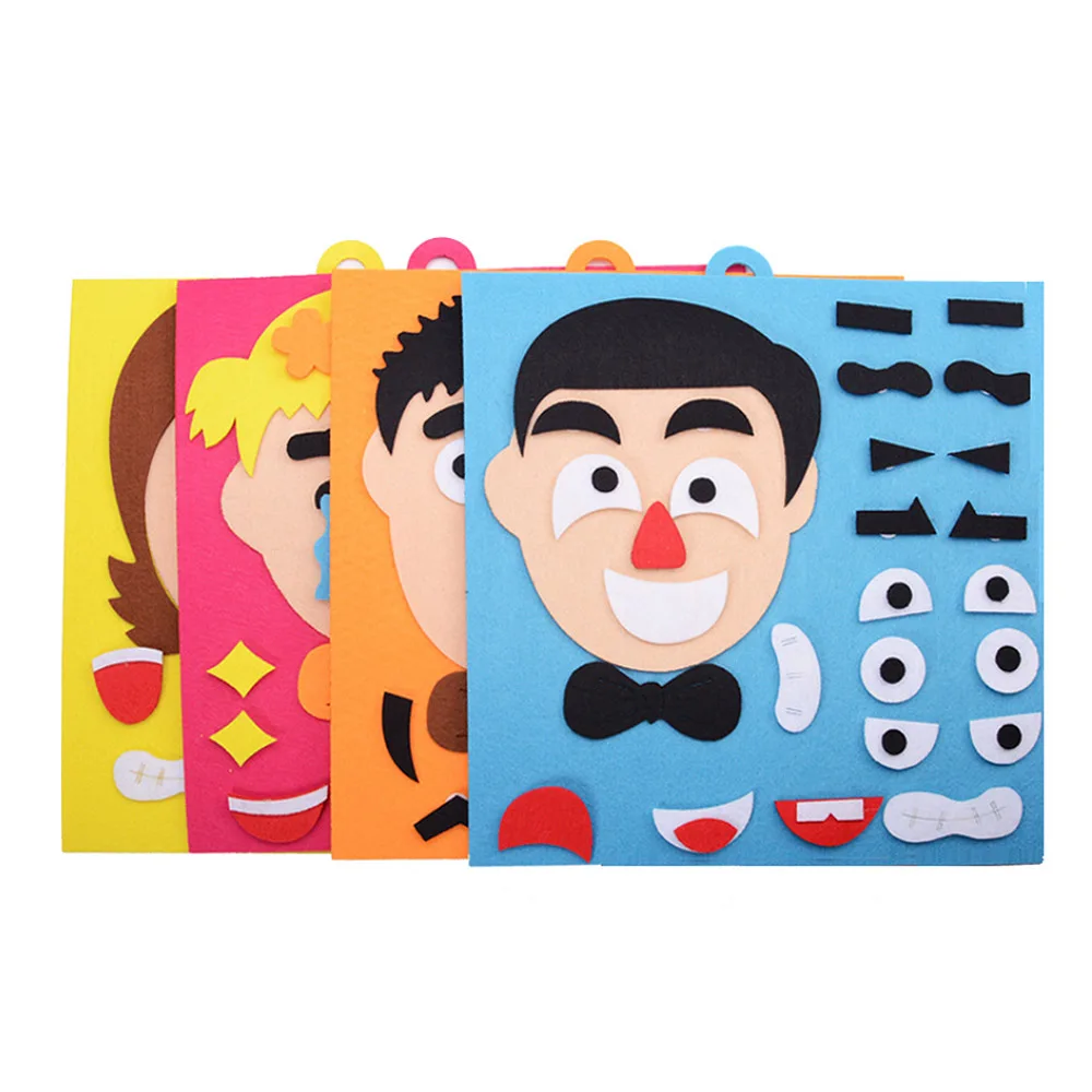 

Kids DIY Toys Creative Handmade Manual Non-woven material package puzzle teaching aids for facial expressions stickers DIY toys