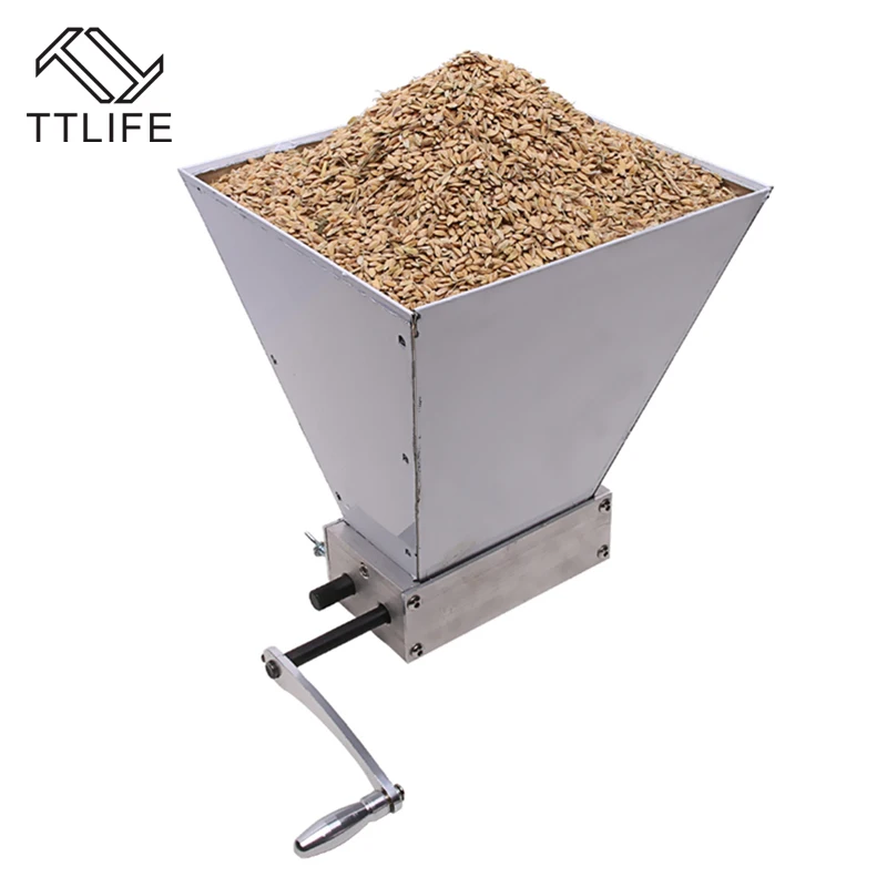 TTLIFE NEW Stainless Steel 2 Roller Homebrew Barley Grinder Crusher