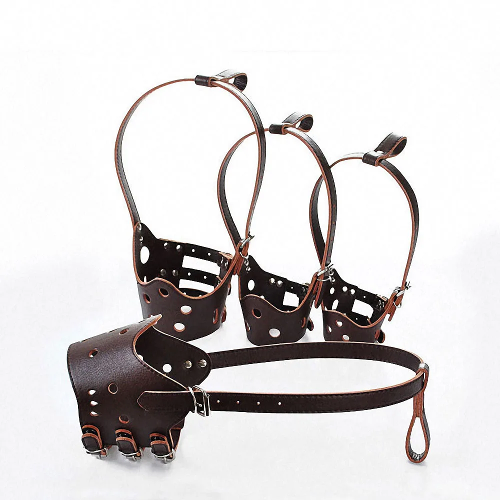 Adjustable Leather Dog Muzzle Anti Bark Bite Chew Training Pet Products|Сопла| |
