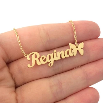 

Custom Name Necklace Stainlesss Steel Gold Chain Choker With With Heart Personalized Necklaces For Women Men Bijoux Bff Jewelry