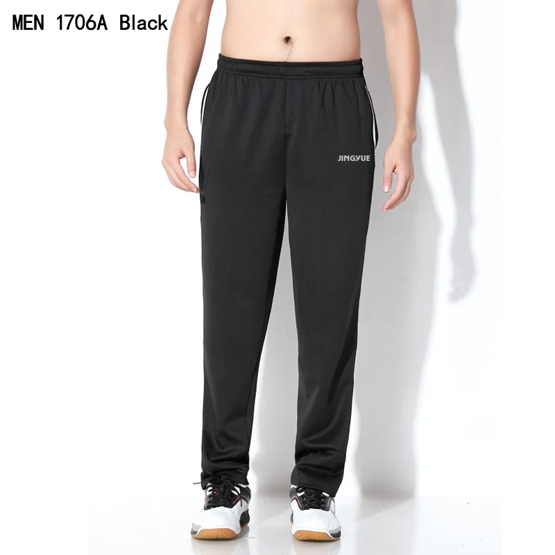 Новые штаны для бадминтона, мужские и женские, брюки для тенниса, зимние и зимние спортивные штаны, 1712B - Цвет: Men 1706A Black