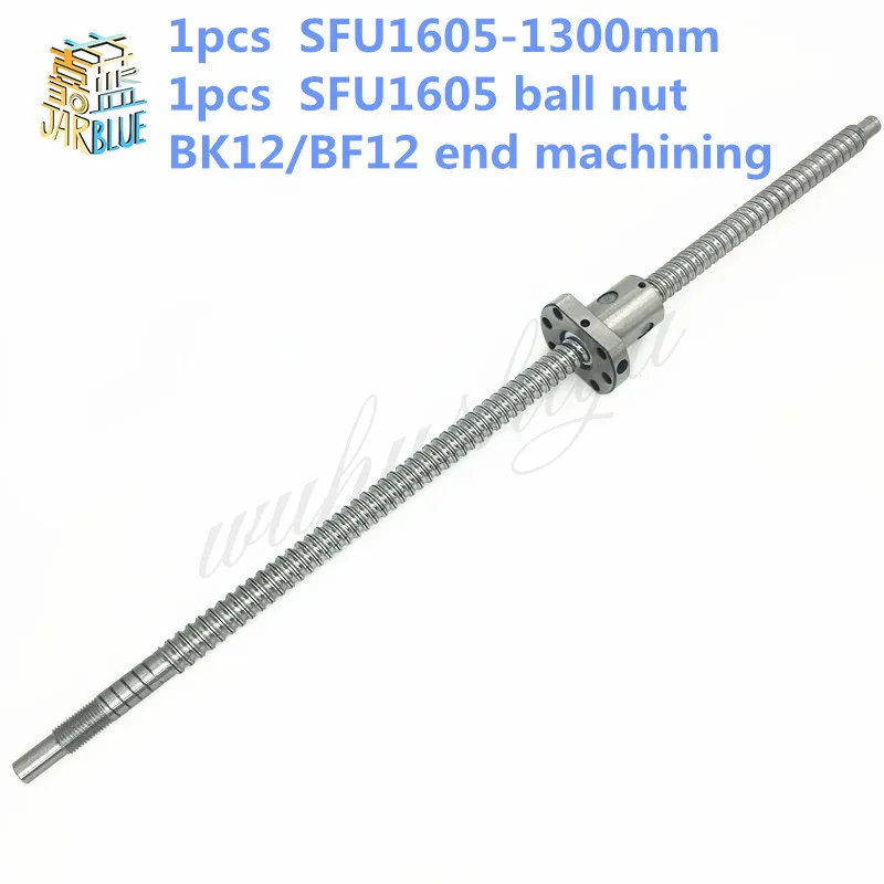 

Free shipping SFU1605 1300mm rolled ball screw C7 grade with 1605 flange single ball nut for BK/BF12 end machined CNC parts