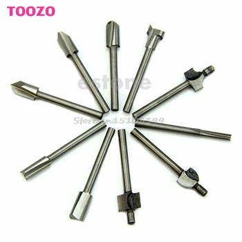 

HSS Router Bits Wood Cutter Milling Fits Dremel Rotary Tool Set 10Pcs 1/8" 3mm G08 Whosale&DropShip