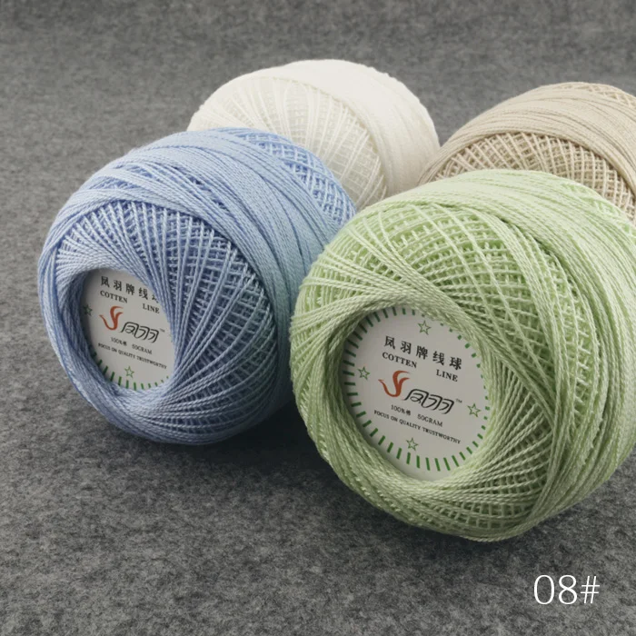 50g/pcs 200g/lot Frees Shipping 8 Lace Crochet Yarn Hand Knitting 100 Cotton Lace Yarn