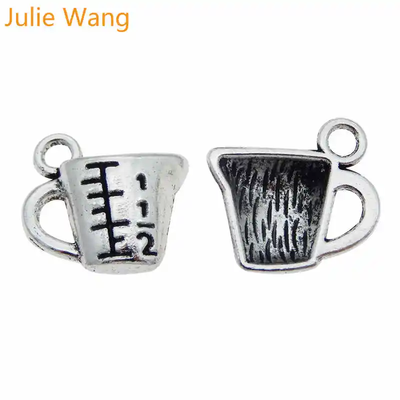 Julie Wang 20 шт мерная чашка Подвески сплав античный серебряный цвет серьги браслет