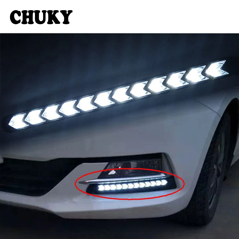 

CHUKY 1Set Car LED DRL fog lamps Turn Signal with Yellow Steering For Acura subaru Hyundai Solaris i30 ix35 Renault 2 3 duster