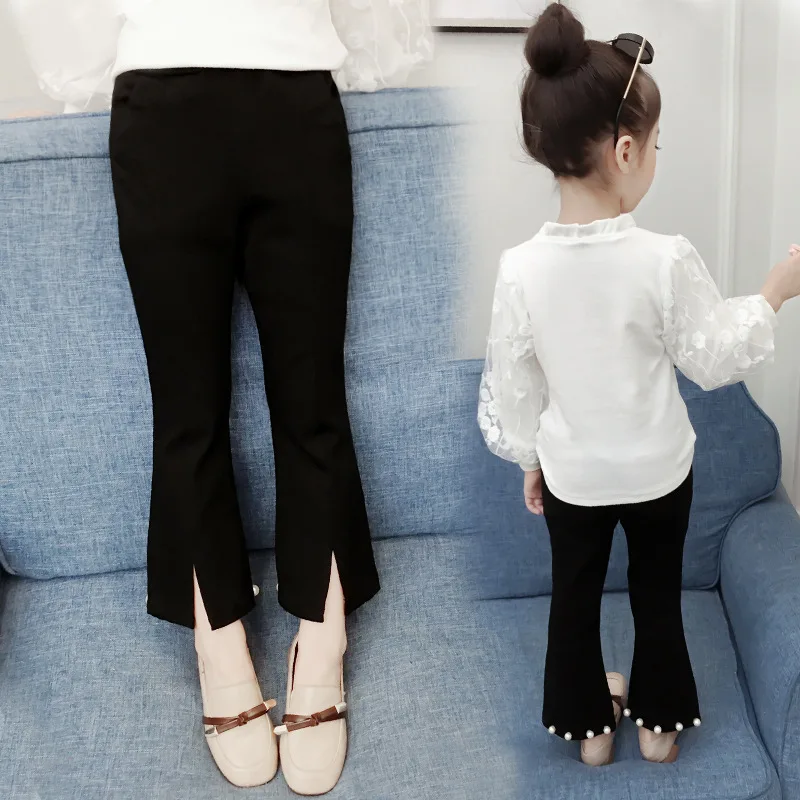 

Girls Pants 2018 New Fashion Autumn Baby Girls Leggings Black Long Flare Pants Trousers Cotton Toddler Girl Clothing 2 4 6 8 10