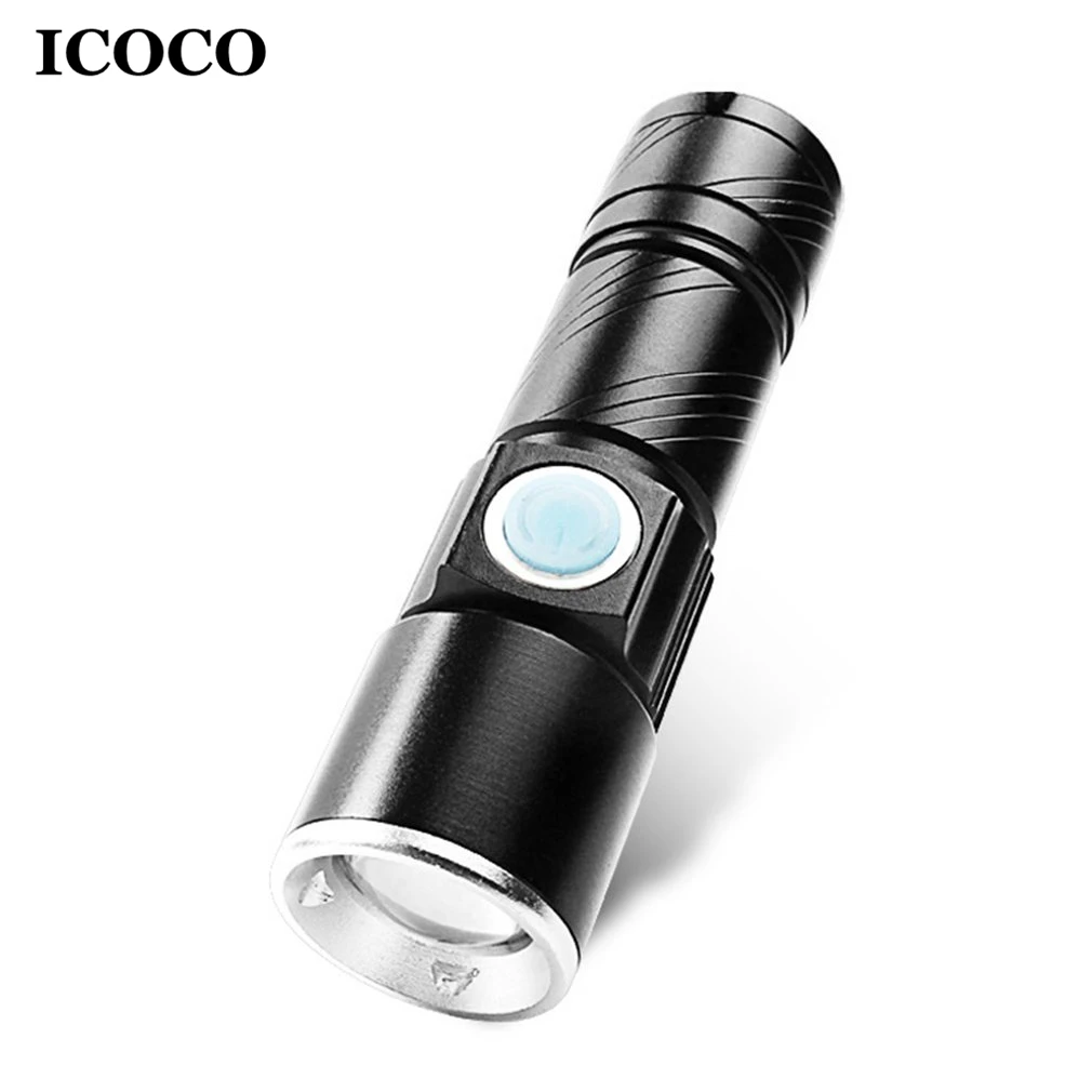 ICOCO портативный мини USB Перезаряжаемый фонарик многофункциональный фонарь Водонепроницаемый IPX6 для наружной ночной езды/кемпинга/аварийной ситуации