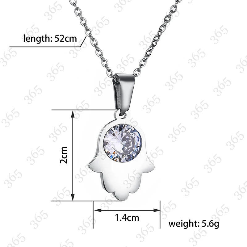 Simple Fashion Jewelry CZ Stone Hamsa Hand Pendant Necklace Silver Color Lucky Chain Necklace For Best Friend Birthday Present