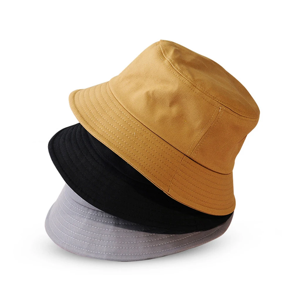 Унисекс летняя складная шляпа-ведро, летняя мода, одноцветная Регулируемая шляпа, Уличная Повседневная Солнцезащитная хлопковая шляпа, желтая шляпа для рыбалки