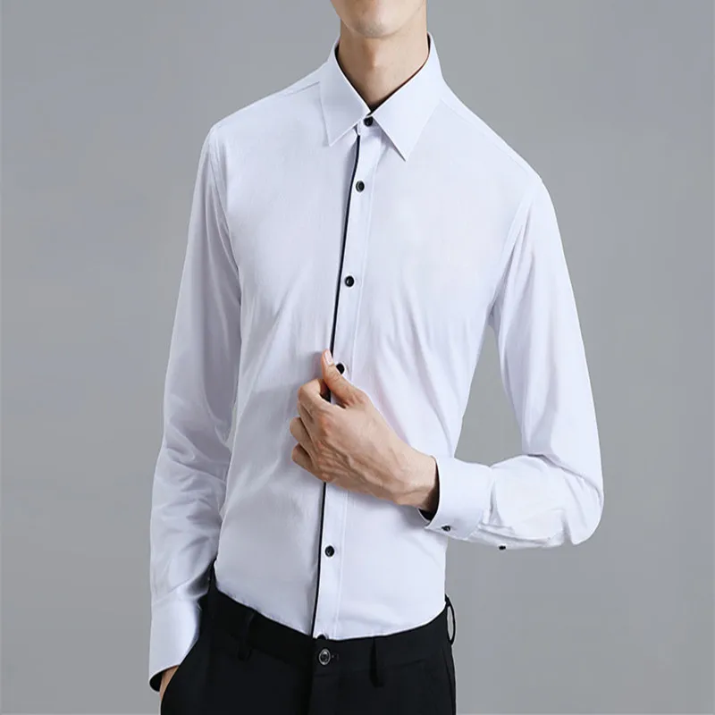 Мужская рубашка Весна и осень новая популярная мужская однотонная тонкая деловая официальная рубашка мужская Высококачественная Модная рубашка