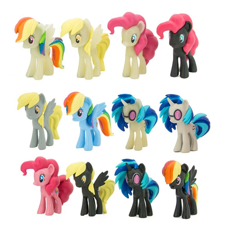 

12Pcs Little Pvc Action Toy Figures Hobbies 3 Luminous Horse Unicorn Plush Doll - Favorite Styles