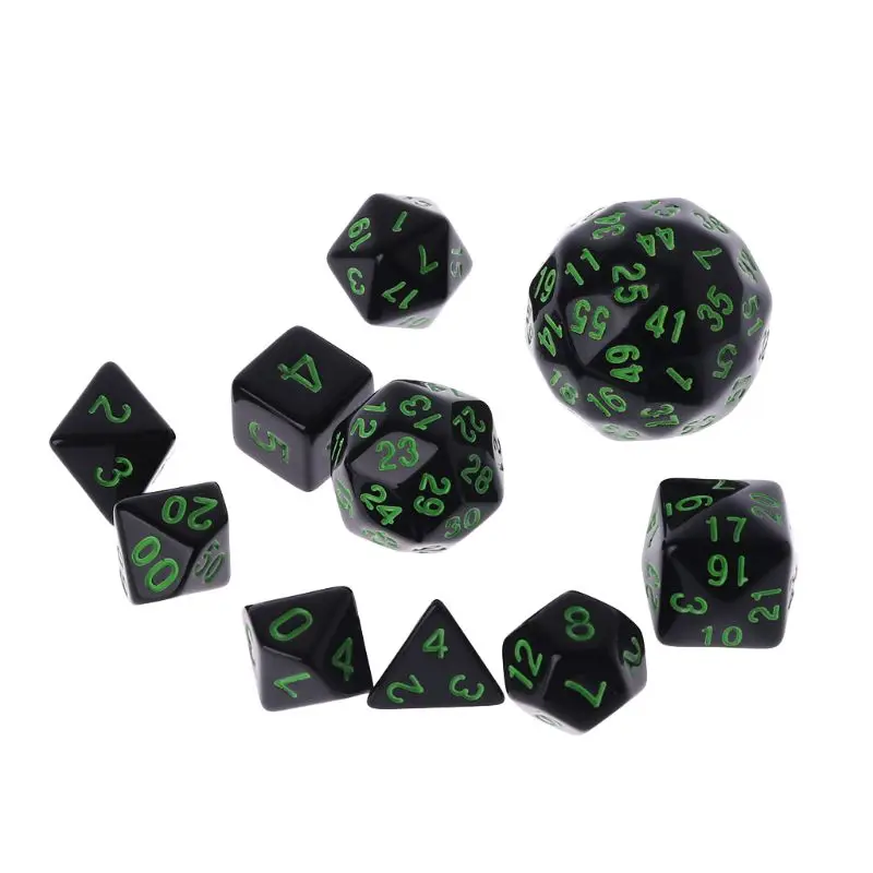 10 Pcs/Set Game Dice Multi Sided Dices Mixing Party Games Club Gifts Creative Adult Children For Dungeon D& D Games Play - Цвет: GN