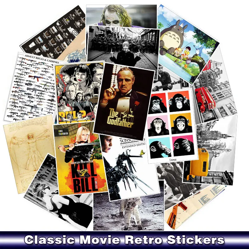 

25pcs/pack Classic Movie Retro Stickers For Car Motorcycle Laptop Luggage Bicycle Skateboard Fridge Phone Guitar Decal Gifts