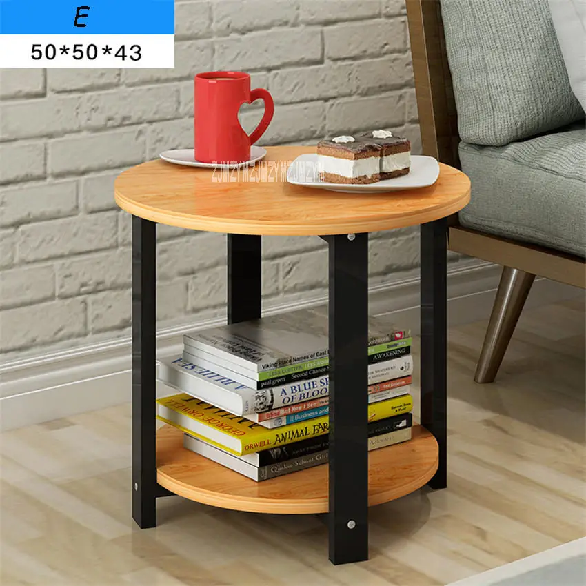 H15 Современный Лаконичный маленький круглый стол для спальни журнальный столик для гостиной Противоскользящий мини-столик со стальными трубками - Цвет: E