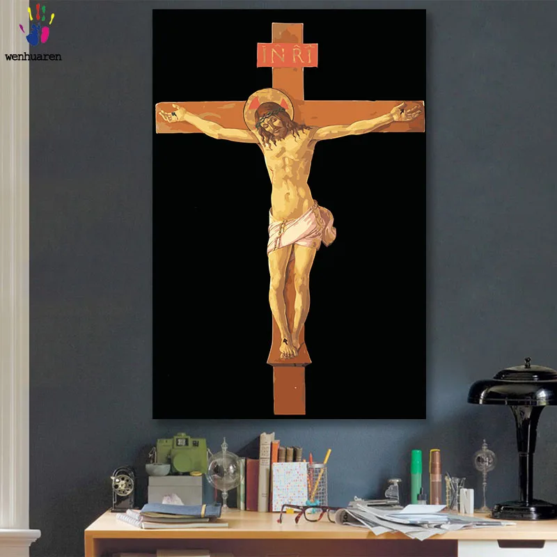 

DIY colorings pictures by numbers with colors Christian Savior Jesus picture drawing painting by numbers framed Home
