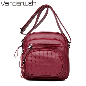 

VANDERWAH Three layers Bag Women Messenger Bags Black Leather Handbag Small Size Luxury Handbags Women Bags Designer sac a main