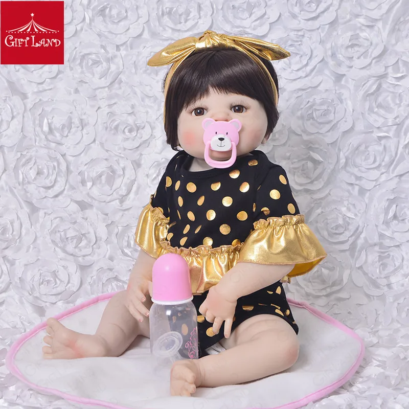 23 дюймов Reborn Baby Doll Bebe полный силиконовый ручной работы Bonecas Bb младенец получивший