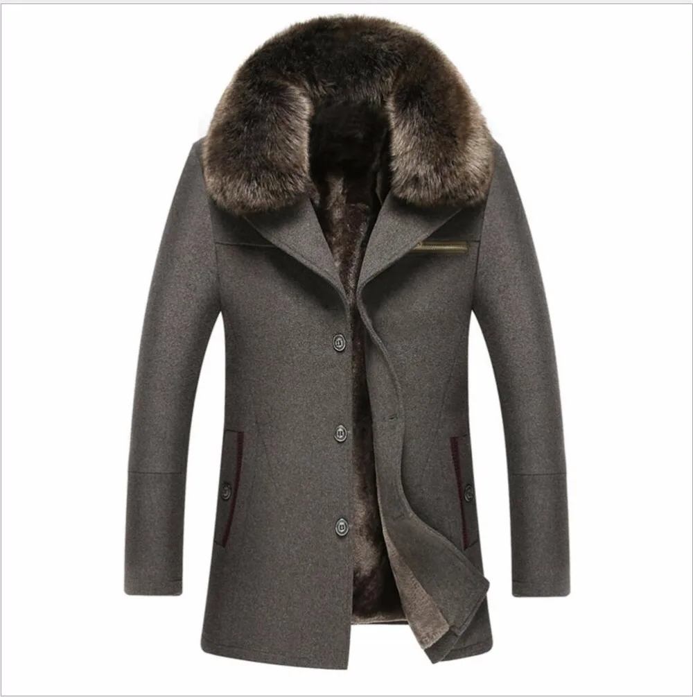 S 3xl Autumn And Winter New Men 's Lapel Cashmere Coat Leisure Fur