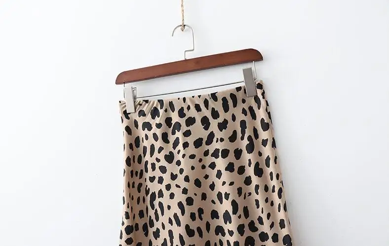 Весенняя Летняя женская юбка с высокой талией и принтом, имитация шелка, длинная юбка, облегающая миди юбка с леопардовым принтом в форме сердца