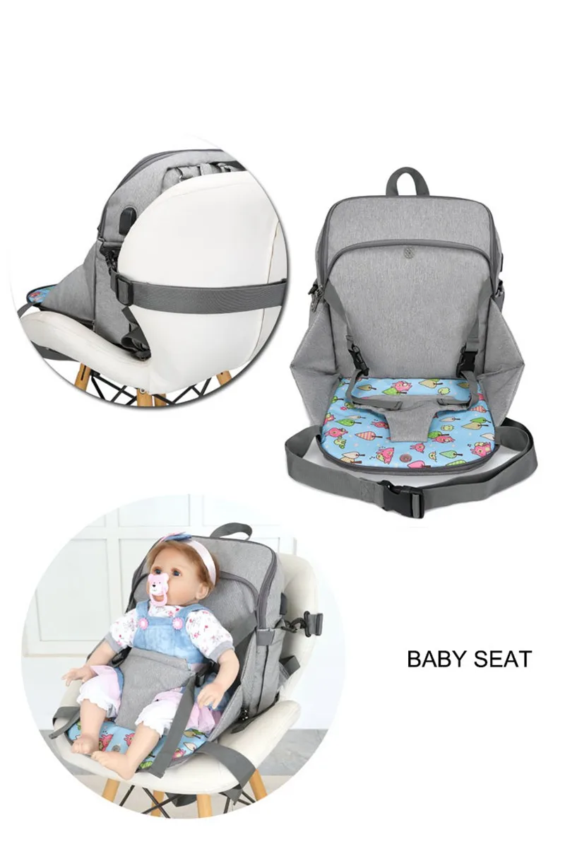 MOTOHOOD Portable Baby Seat Baby Diaper Bags Backpack Waterproof USB Stroller Baby Bag For Mom Organizer Maternity Bag  (13)