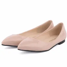 

Fashion Women Spring Autumn Flats Shoes Solid Pointed Toe Slip-On Patent Leather Flats Ladies New Single Casual Shoes020-2PA