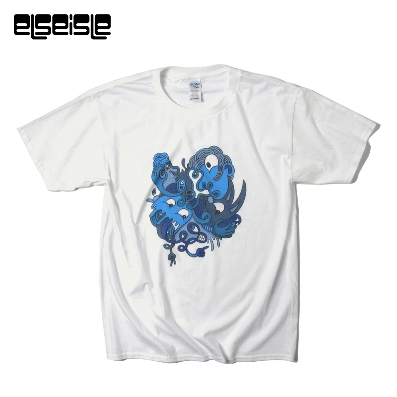 男性ブルーアートフリーハンドアニメtシャツ面白い奇数デザインサイケデリックtシャツメンズブランド服elseisleポップcultureart Tシャツ男性 Brand T Shirt Men T Shirt Ment Shirt Men Brand Aliexpress