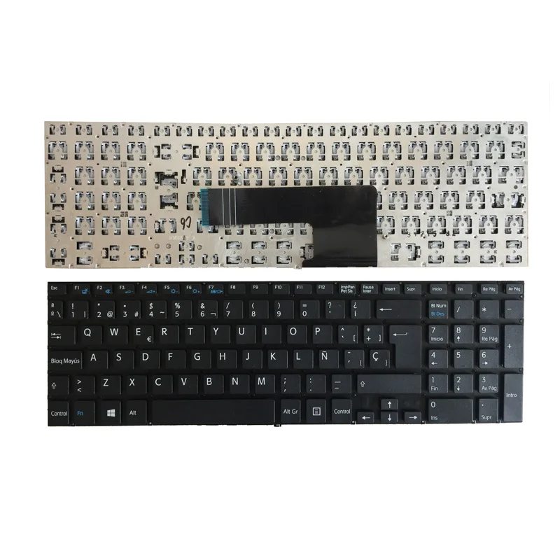 Новая испанская клавиатура для ноутбука SONY Vaio SVF152 SVF153 SVF1541 SVF1521K1EB svf1521p1r SVF152C29M SVF1521V6E серебристый/черный/белый - Цвет: Черный