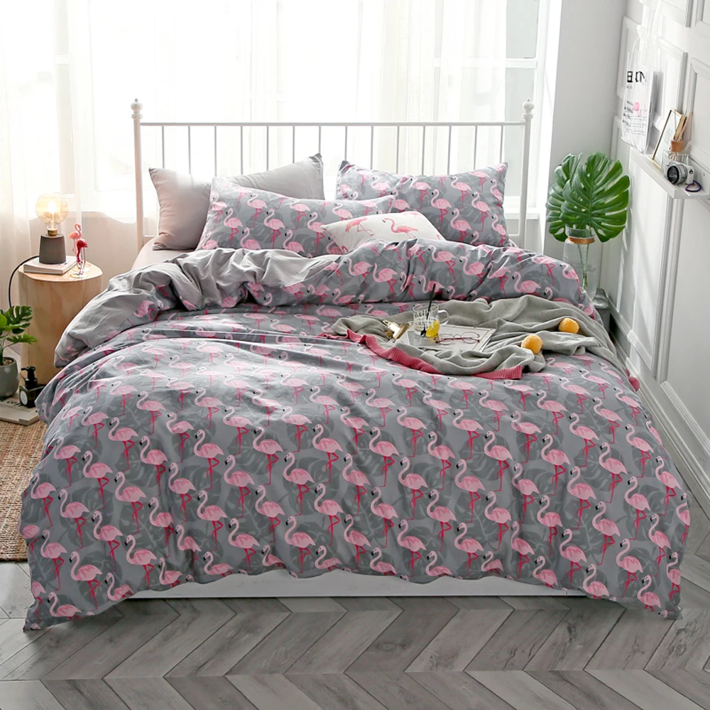 

PAPA&MIMA Flamingo Pattern bedding set sheet Pillowcase Duvet Cover Sets Cotton King AU Queen Double Twin size dropshipping