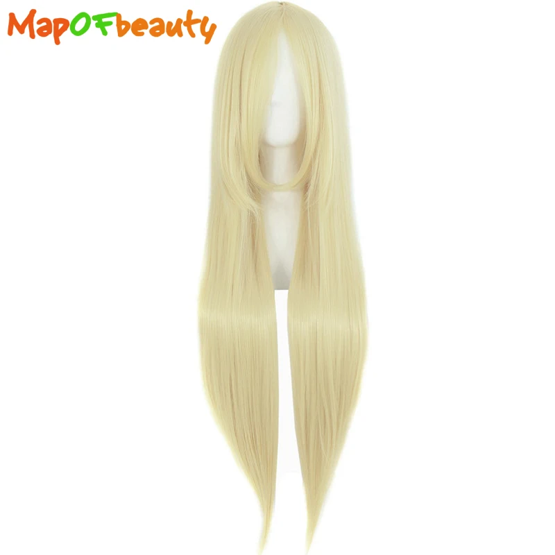 MapofBeauty длинные прямые парики для косплея женщин светильник золото девушек 80 см 32