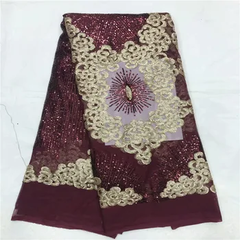 

Cassiel Wine White African Lace Fabric Sequins Embroidered Nigerian Laces Fabric Bridal High Quality French Tulle Lace Fabric