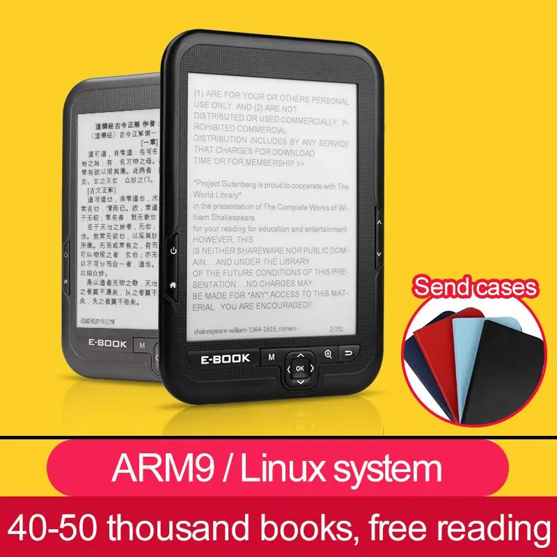 

CLATE 4/8/16G E-ink E Book Linux Reader Ebook 3.5mm Headphone Eink Screen E-Book E-Reader with case MP3, WMA PDF HTML