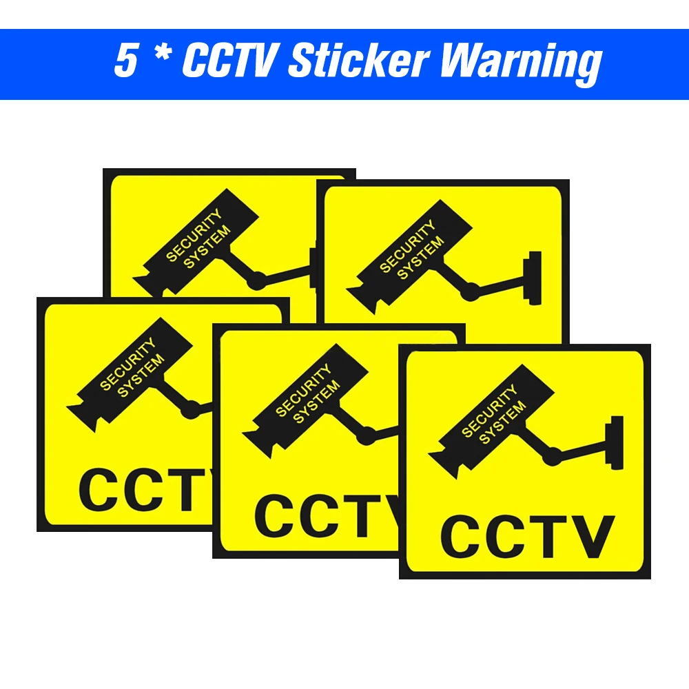 

5pcs/lot Waterproof Sunscreen Security Camera Sticker Warning Decal Signs For CCTV Surveillance Fake Camera Dummy Camera Labels
