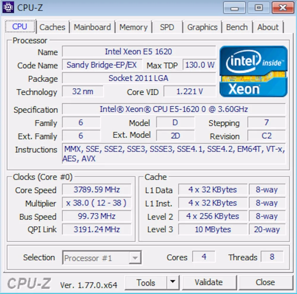 Процессор Intel ЦП Xeon 3 60 SR0LC четырехъядерный процессор 1620 ГГц 10 м LGA2011 E5 бесплатная