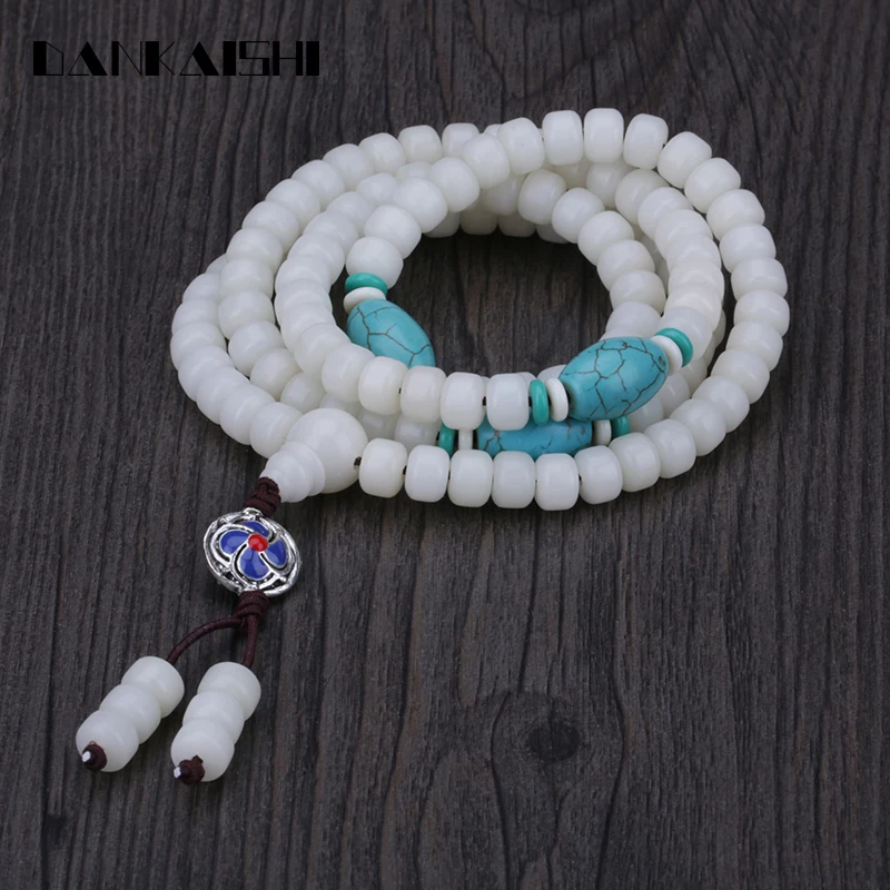 Dankaishi Bodhi Root Bracelets Buddha Jewelry White Beaded Necklace