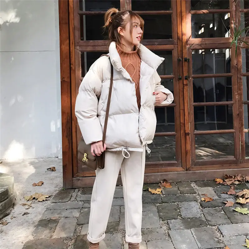 Puff Coat Fashion Korean Cotton Clothing Women's Winter New Loose Thicken Short Down Jacket Student Casual Warm Overcoat f1227