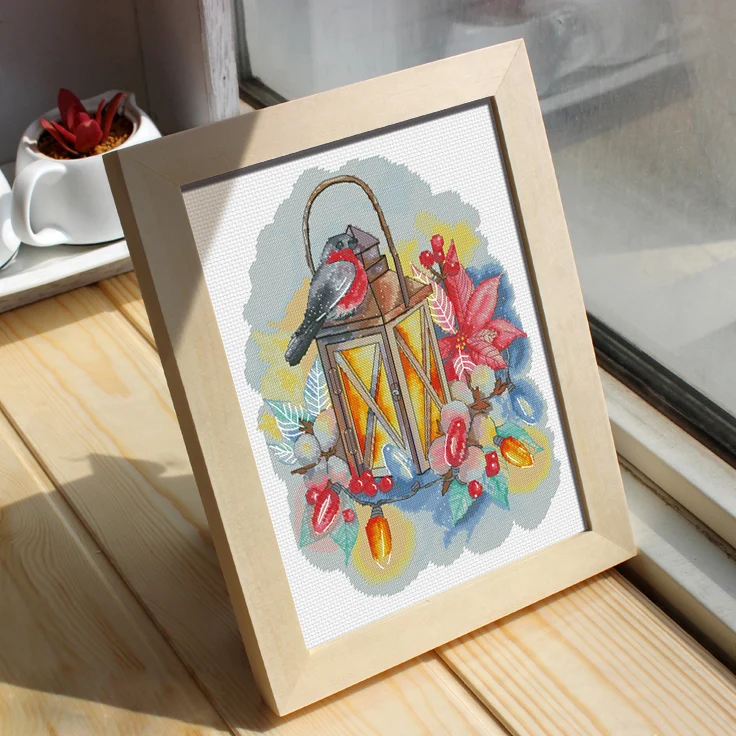 Birds and lights cross stitch kit DMC brand thread animal dog count canvas fabric embroidery handmade needlework | Дом и сад