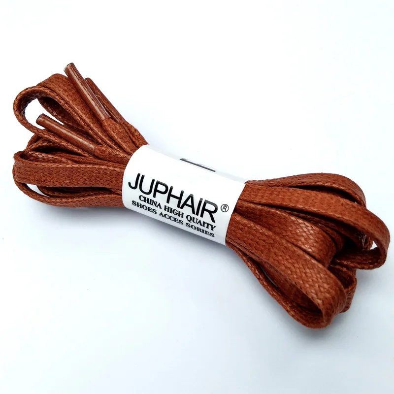 JUP1-12 Pair Red Brown Flat Waxed Dress Canvas Shoelaces Sneakers Boots Shoelace Unisex String Colors Shoes Laces High Quality