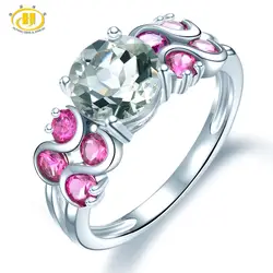 Hutang Зеленый Аметист Свадебные кольца натуральный камень родолит гранат кольцо из стерлингового серебра 925 ювелирные украшения для