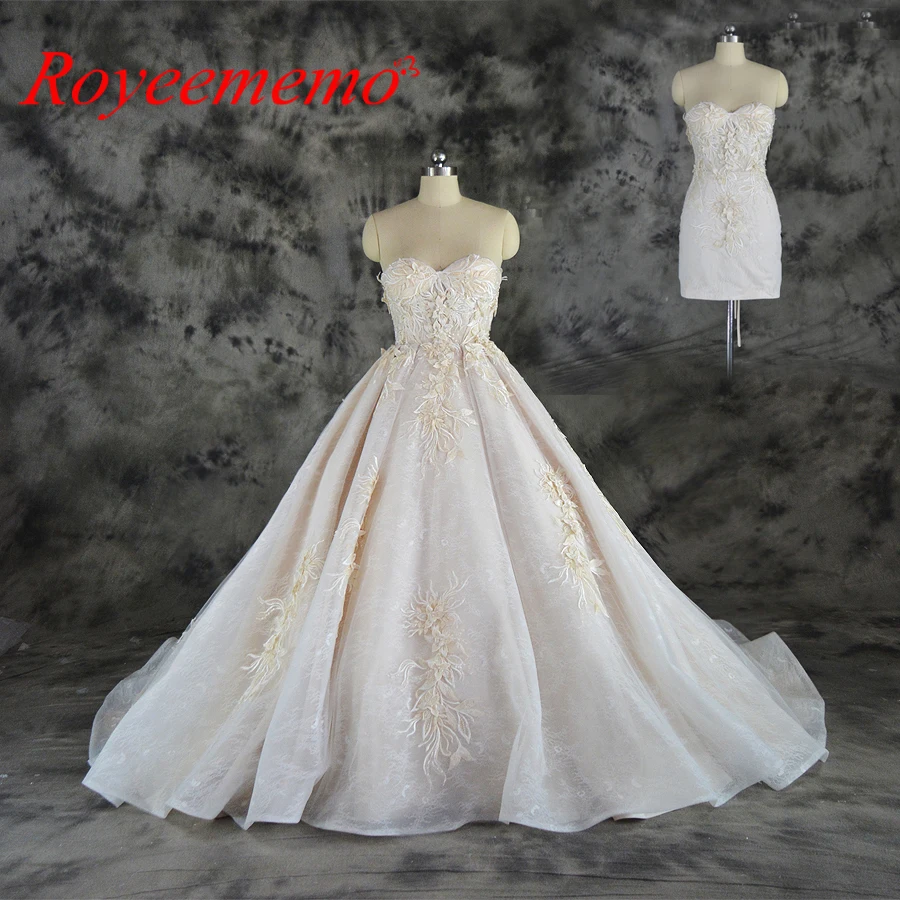 

2019 new hot sale sexy design top detachable skirt Wedding Dress Luxury 3D lace Bridal gown wholesale price bridal dress factory