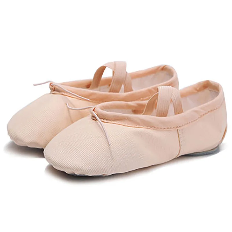 USHINE/черные, красные, розовые, белые парусиновые туфли на плоской подошве для занятий йогой, учительницы, гимнастические балетные туфли, Детские балетные костюмы для девочек и женщин - Цвет: FuPink